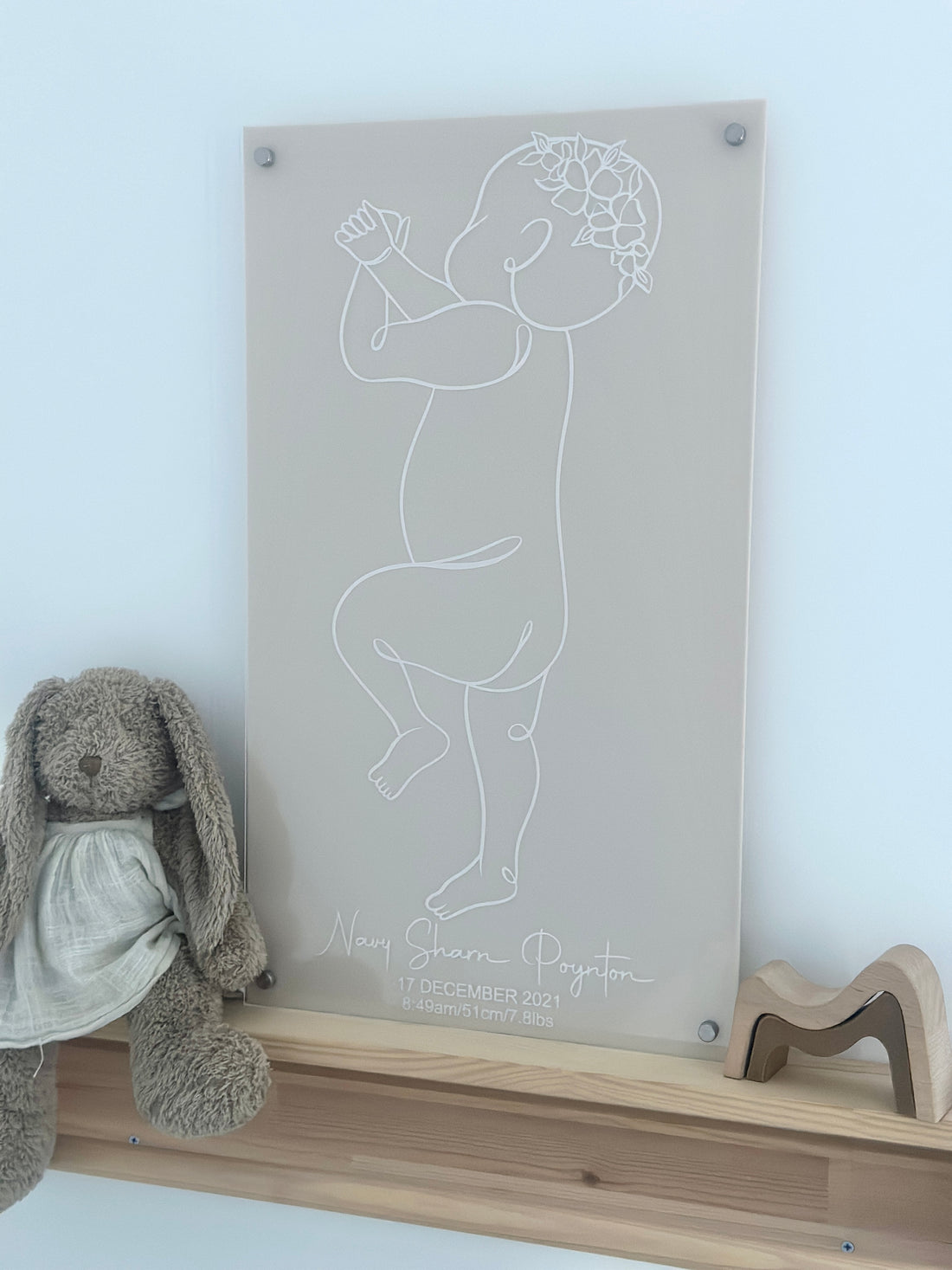 Personalised 1:1 Birth Scale Plaque – Customisable Keepsake with Interchangeable Colours