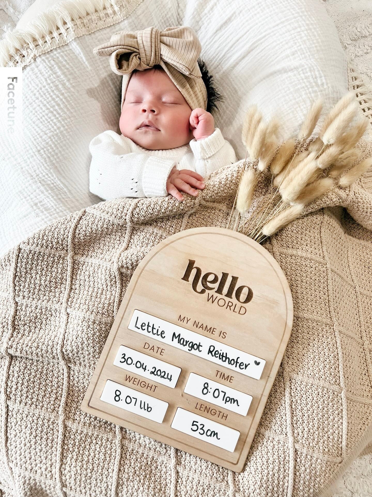 Hello World Birth Details Plaque