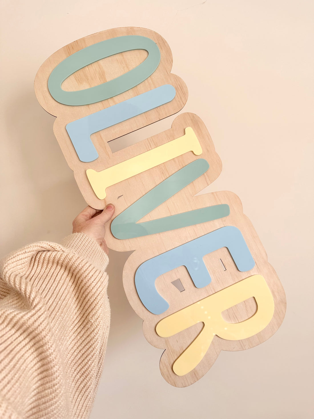 Large Timber Rainbow Name Plaque